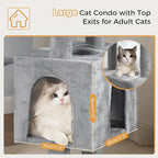 72” Cat Tree for Large Cats Big Cat Tower with Enlarged Hammock 21.6x17.7” Spacious Cats Condo House and Roomy Top Bed and Multiple Scratch Posts for Indoor Adult Cats (Grey, XLarge-72)