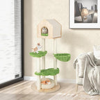 PETSITE 55 Inches Tall Wood Cat Tree, Multi-Level Modern Cat Tower with Sisal Scratching Posts, Condo, Side Hammock and Bed, Ideal for Indoor Cats