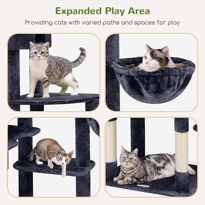 Globlazer Giant Cat Tree, 83 inch Cat Tree for Indoor Cats Large Adult, XXL Cat Tower with 9 Scratching Posts for 20lb+ Heavy Duty Large Adult Cats, F83, Dark Grey
