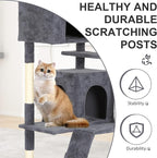 81" Multi-Level Cat Tree Tower with Scratching Posts - Space-Saving Design for Indoor Kittens Toys & Condo, Compact Floor Footprint & Vertical Space for Multi-Cat Homes-Dark Grey