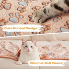 Luciphia 1 Pack 3 Blankets Super Soft Fluffy Premium Fleece Pet Blanket Flannel Throw for Dog Puppy Cat Paw Brown/Pink/White Large(41x31 inch)