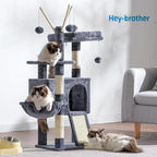 Hey-brother Cat Tree Tower, Scratching Posts with Removable Toys, Cozy Condo, Platform, Hammock, Sisal Scratch Board and Ball for Indoor Kittens, 41.3 Inches, Smoky Gray MPJ008SG