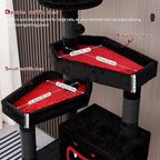 Gothic Cat Tree with Coffin Bed，62.5" Black Cat Tower with Spacious Demon Styled Cat Condo，Cozy Plush Perch, Scratching Posts，Hanging Ball，Multi-Level Cat Activities Furniture for Large Cats