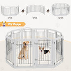 Yaheetech 32-inch Tall Dog Gate with Door Extra Wide Pet Gate for Dogs, Foldable Wire & Wooden Puppy Safety Fence w/3 Support Feet,Freestanding Dog Gate for The House, Doorway, Stairs(White,6 Panels)