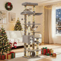74" Tall Cat Tree for Large Cats with Scratching Posts, Condo, Perches, Hammock, Tunnel & Feeding Station