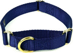 Country Brook Petz - Martingale Dog Collar - Heavy-Duty Training Collar with No Buckle - Service Dog Collar for All Pups - 10+ Cool Colors (Navy Blue, 3/4 Inch, Small)