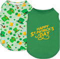 KYEESE 2Pack St. Patrick's Day Dog Shirt, Breathable Tank Top Sleeveless Dog T Shirts for Small Dogs Boy Girl, Lightweight Dogs Clothes Pet Outfit for Holiday, Green, M