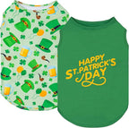 KYEESE 2Pack St. Patrick's Day Dog Shirt, Breathable Tank Top Sleeveless Dog T Shirts for Small Medium Dogs Boy Girl, Lightweight Dogs Clothes Pet Outfit for Holiday, Green, XL