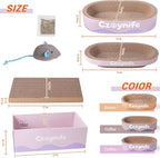 3PCS Cat Scratcher Cardboard, Oval Cat Scratch Pad Bowl Nest for Indoor Cats, Round Cat Scratching Board Corrugated Lounge Cat Bed, Furniture Protector for Couch (Purple, 17 * 11.5 in)