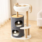 Modern Cat Tree for Indoor Cats Large Adult, 36in H Cat Tree Tower with Scratching Posts, Cozy Cat Bed Cave, Washable Cushions, Dangling Balls, Play&Nap Cat House Condo for All Breeds, Gray