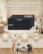Trimmable Self-Adhesive Cat Scratch Mat, DIY Climb Scratcher for Cat Tower, Couch, and Furniture Protector, Replacement Pads (Black, 23.6''x11.8'', 3-Pack)