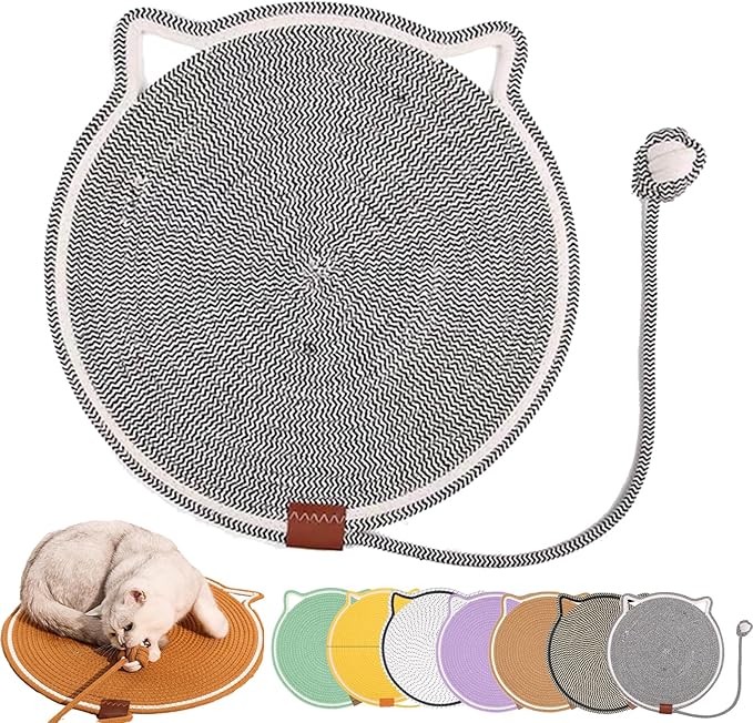 Celery Pets, Dual Scratching Pad for Cats, Celery Pets Cat Scratcher Mat, Natural Cotton Rope Cat Scratching Mat, Scratching Pads for Indoor Cats (Black B,17in)