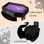 BEWISHOME Cat Tree, Gothic Cat Tree with Coffin Bed, Goth Cat Tree Tower with Scratching Posts, Cat Shelves for Kittens, Spider Toy, Black and Violet Small MMJ93Z