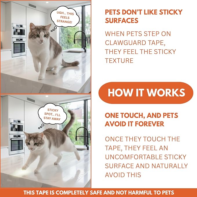 CLAWGUARD Protection Tape Sheets – 10 XL (17x12 in) Pet Scratch Protectors – Door Scratch Protector Dog & Cat – Couch Protector from Cat Claws