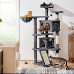 Yaheetech 57 inches Cat Tree for Indoor Cats, Multi-Level Cat Tower w/ 3 Perches, 2 Cat Condos, 2 Hanging Balls and Scratching Posts, Dark Gray