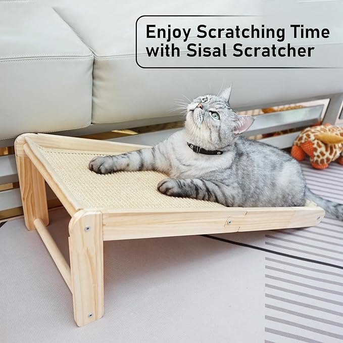 Cat Scratcher, Sisal Cat Scratching Ramp, Valentine's Day Gifts L Shape Cat Scratcher for Indoor Cats, Durable Natural Sisal Cat Scratch Furniture Protector