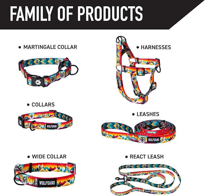 Wolfgang Heavy Duty, Adjustable Dog Collar with Quick Release Nylon Buckle for Walking & Training, MountainVibes Print, Large