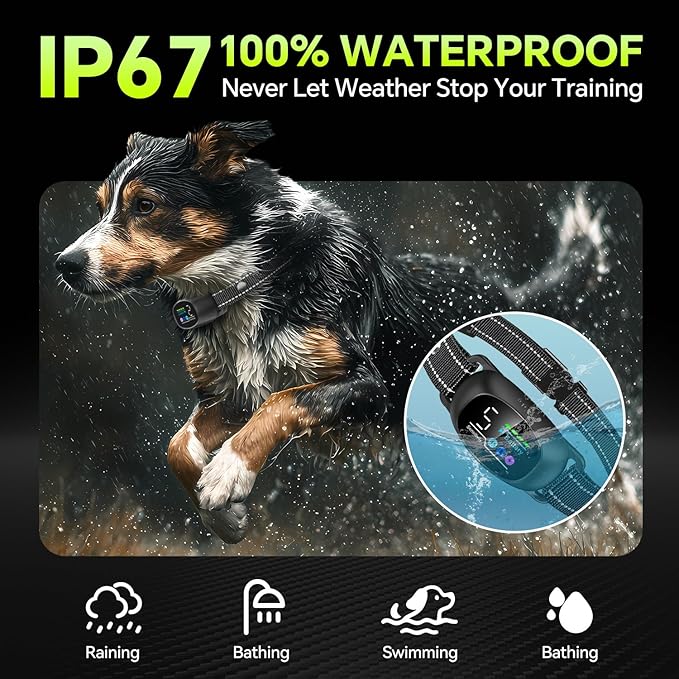 Dog Bark Collar with Remote – 2-in-1 Automatic & Manual Modes, Smart Anti Bark Dog Training Collar with Beep, Vibration & Shock, 330FT Range, IP67 Waterproof, Rechargeable (8-150lbs)