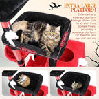 Globlazer Extra Large Gothic Cat Tower, 81-inch Tall Goth Cat Tree for Big Cats 20 lbs, XXL Heavy Duty Cat Scratching Tower for Indoor Adult Cats with 3 Cat Condos, 8 Scratching Posts, F81, Red Black