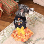 CuteBone Thanksgiving Dog Fall Dresses Costume Velvet Holiday Small Dogs Clothes Onesie Pet Apparel Girl Puppy Skirt with Bow Hair Rope CVA52M-D