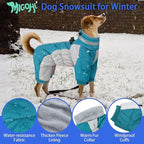 MIGOHI Full Body Dog Coat - Warm Reflective Large Dog Winter Coat with Harness,Turtleneck Fleece Jacket for Dogs,Four-Leg Windproof Puffer Jackets Snowsuit with Zipper for Small Medium Large Dogs,XL