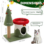 COSIEST 30in Christmas Cat Tree for Kittens, Kitty Condo with Top Perch, Small Cat Tree House with Sisal Scratching Posts, Cat Safe Christmas Tree Tower for Indoor Cats, Activity Center, Red & Green