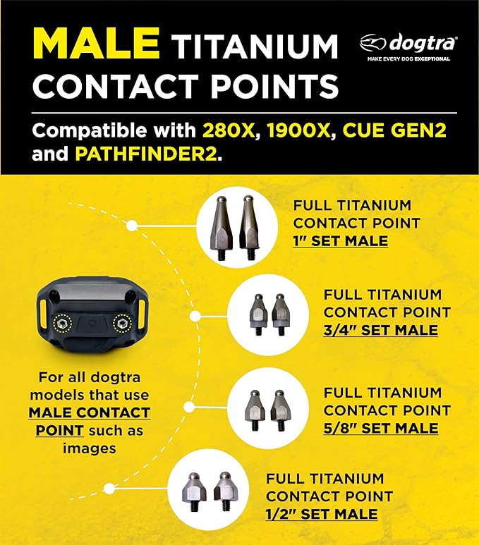 Dogtra Full Titanium Contact Points 3/4" Set of 2 – Male – Compatible with X-Series (280X, 1900X, ARC-X), 200iQ, GPS Fence, PATHFINDER2, Smart NoBark – Hypoallergenic, Lightweight, for Sensitive Skin