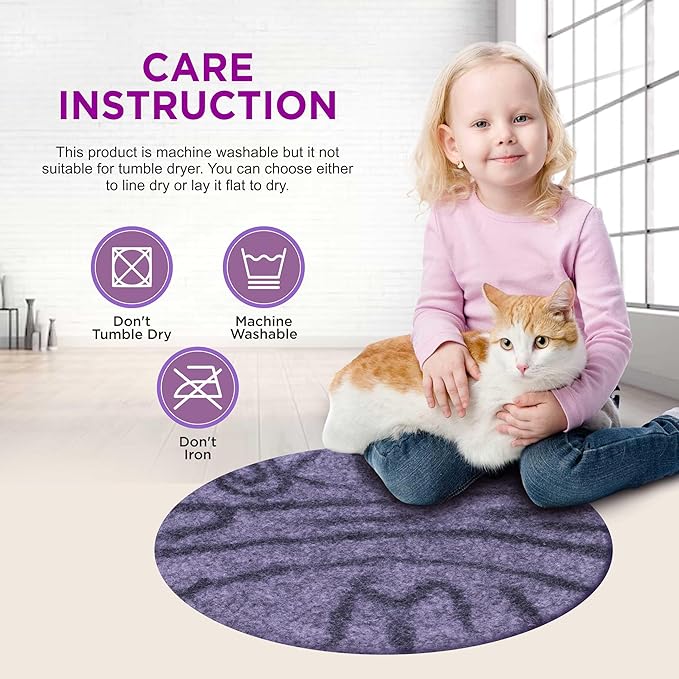 Cat Bed Mat Natural Merino Wool Cozy Large Carpet Pad for Pet Cats Kitty Small Dog House Warm Organic Sheep Wool Scratch Floor Mats Rug Bedding (Gray Tiger, Large)