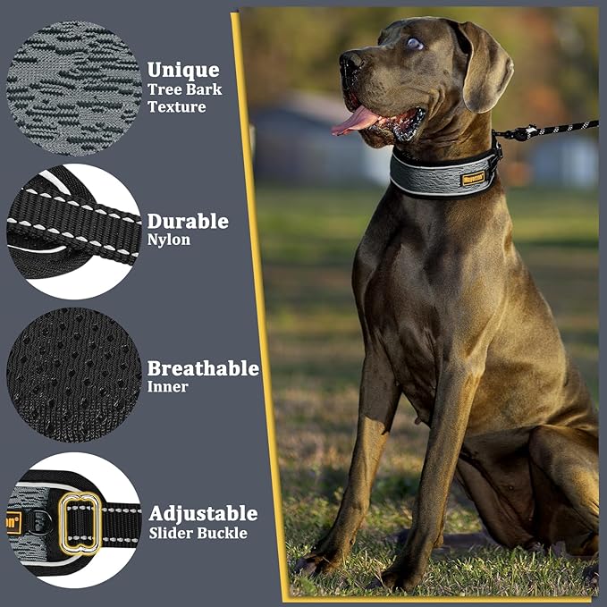Mayerzon Martingale No Pull Collar for Large Medium Dogs Pitbull German Shepherd Rottweilers, Patented Reflective Anti Pull Dog Walking Collar with Buckle for Training Hiking, Adjustable(XL, Grey)