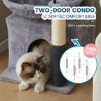 Cat Tree for Indoor Cats, 32 Inch Tall Cat Tower with Hammock, 2 Condos, Plush Perch & Sisal Scratching Posts, Multi-Level Kitten Activity Center for Small Medium Cats, Grey