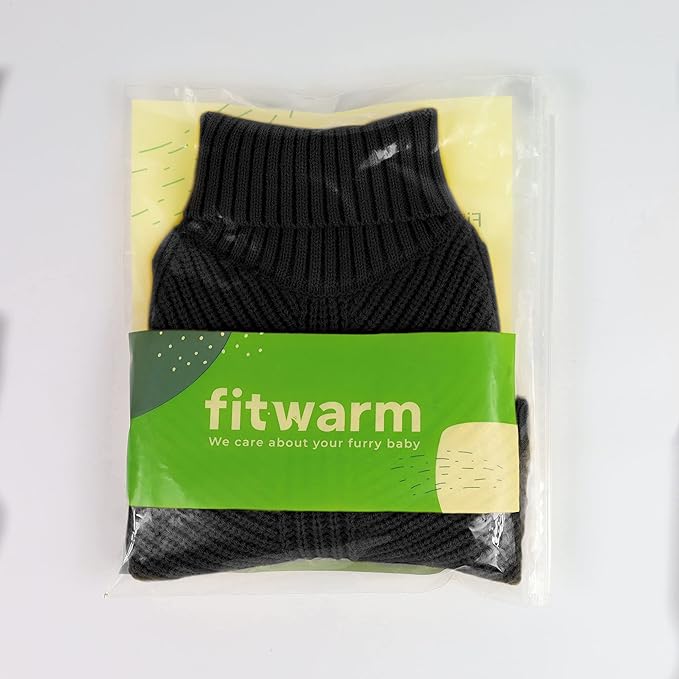 Fitwarm Dog Turtleneck Sweater, Thermal Knitted Pet Coat, Dog Winter Clothes for Small Dogs, Cat Apparel, Black, Small