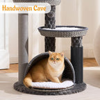 HITTITE Modern Cat Tree Tower with Scratching Post, 46 Inches Tall Cat Towers with Woven Cat Nests and Cave, Multi-Level Cat Tree With Removable Cushions and Massage Brush for Indoor Cats Large Adult.