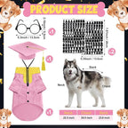 5 Pcs Dog Graduation Costume Set Include 2026 Pet Graduation Gown with Stole Puppy Grad Cap Lensless Glasses DIY Letter Stickers for Dogs Cats Holiday Costume Accessory(Pink Yellow,XXL)