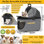 PAWZIDEA Portable Small Dog Crate for Car Travel up 33lbs, Enclosed Dog Car Seat Soft-Sided, Escape-Proof Reversible No-Zip Canopy, Foldable Pet Carrier Seatbelt for Small Medium Puppies & Cats Kennel