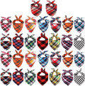 Segarty Dog Bandanas, 30 Pack 22.8"x15.7" Pet Scarf Triangle Plaid Bibs Accessories Bulk for Medium Small Cats Dogs Large Puppy Dogs, Adjustable Washable Reversible Boy Pets Birthday Kerchief
