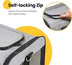 Cat Carrier Airline Approved, Soft-Sided Dog Carrier with Inner Safety Leash, Pet Transport Carrier for Small-Medium Cats Puppies up to 15 Lbs, Collapsible Travel Kitten Carrier Bag -Gray M