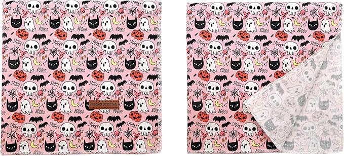 Elegant Little Tail Dog Bandana - Halloween Pumpkin Design for Small, Medium, Large Dogs - Washable, Adjustable Square Scarf Kerchief for Boys and Girls