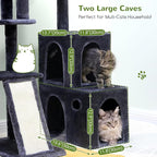 Globlazer Cat Tower for Indoor Adult Cats, 50-inch Heavy Duty Cat Tree House for Big Cats with Extra-Large Padded Platform, Sisal Scratching Board, 2 Large Condos, F50, Dark Grey