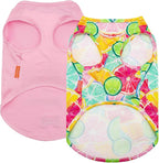 KYEESE 2Pack Dog Shirt, Lightweight Sun Protection Dog T Shirts for Medium Large Dogs Girl, Breathable Mesh Tank Top Sleeveless Pet Reflective Vest, Soft Summer Dogs Clothes, Lemon+Pink, 2XL
