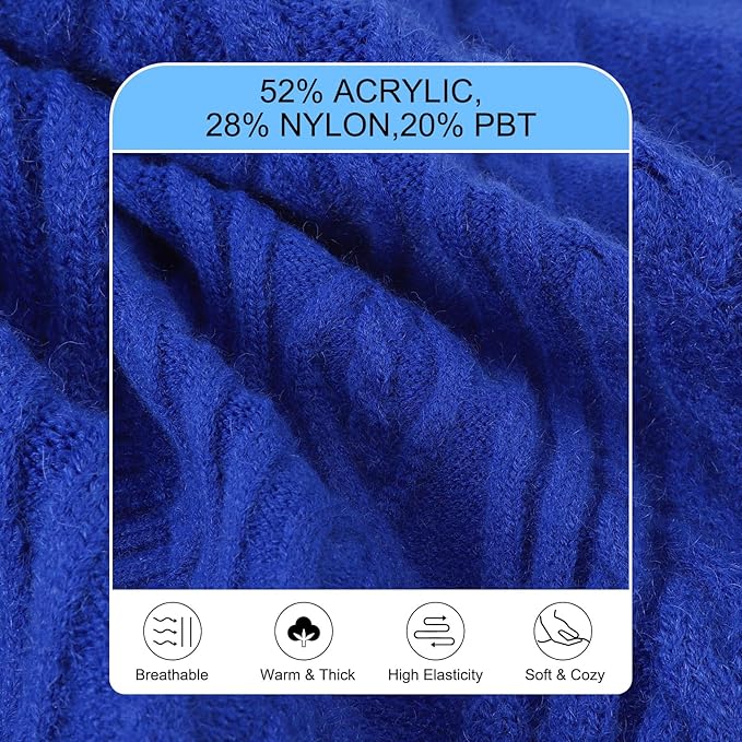 BEAUTYZOO Medium Dog Sweater Female Male, Fleece Dog Winter Sweater for Medium Girl Boy Dogs, Pink Warm Cute Puppy Pullover Sweater, Thick Turtleneck Pet Cold Weather Clothes Cable Knitwear, Blue M