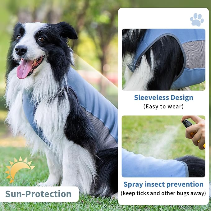 Dog Shirt, Cooling Vest Lightweight Breathable, Dog T-Shirts All-Season UV Protection Pet Clothes Quick Dry Soft Stretchy Pet Shirt Vest for Small Medium Large Dogs (Water Drop 1PC, Medium)