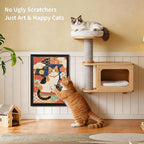 Art Cat Scratcher, Wall Mounted Sisal Cat Scratcher for Indoor Cats 17.01x13.1x1.18 Inches, Furniture Protector, Cat Scratch Rug, Decorative Cat Wall,Easy Install,No Drilling
