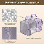 Lollimeow Expandable Cat Carrier Backpack for Large Cats - Airline Approved Pet Carrier Backpack for Small Dogs, Hiking & Travel, Waterproof with Breathable Mesh, 14lbs Capacity (Lavender, Standard)