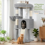 Globlazer 45" Cat Tree for 2-3 Medium Cats, Multi-Level Cat Tower with Scratching Board for Kittens and Senior Cats, Condo & Hammock Space Saving Cat Tower, F45, Light Gray