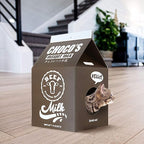 Cardboard Cat House with Scratch Pad, Corrugated Kitten Hideaway Cave, Cute Cats Condos Box, Milk Box Shape Cat Scratching House Bed, Black