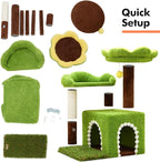 Flower Cat Tree with Cat Condo for Indoor Cats, 29" Cat Tower with Sisal Scratching Post and Top Perch, 3-in-1 Multi-Level Cat Tower for Small Cats and Kittens