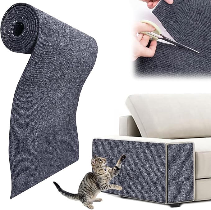 Self-Adhesive Cat Scratching Mat, 118"x11.8" Cat Scratch Furniture Protector, DIY Cat Scratch Pad Self-Adhesive, Trimmable Self Adhesive Couch Protector from Cats Claws, Protects Sofas and Chairs