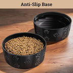 Ceramic Dog Bowl Set of 2 with Anti-Skid Base - 7.5" Wide x 3" Tall Ceramic Dog Bowls for Large Dogs - 6 Cup Capacity Food and Water Bowls for Dogs - Rubber Bottom Pet Bowl Set of 2 for Large Pets