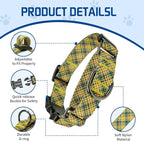 Kazazoo Martingale Collar for Dogs with Quick Release Buckle Adjustable Soft Durable Dog Collar for Small Medium Large No Pull Training Dog Collars-Yellow&Blue Plaid L