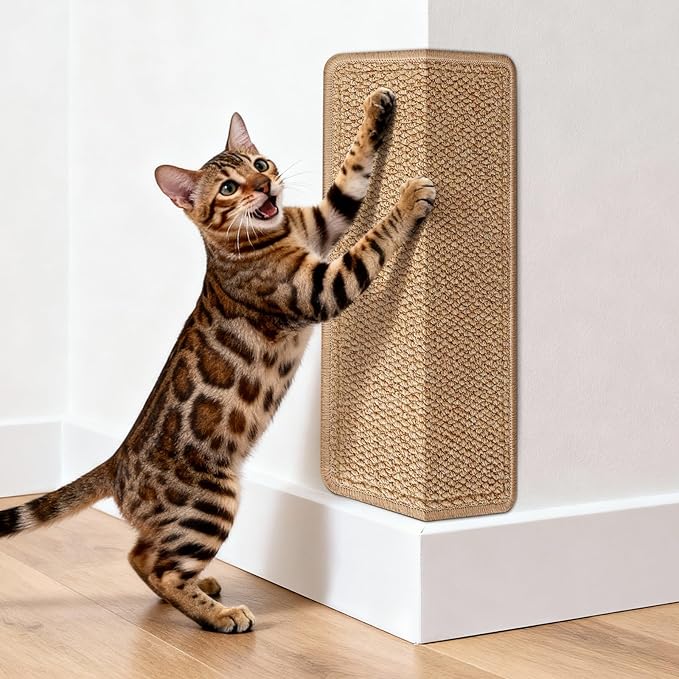 ENONCI Corner Cat Scratcher Wall Mounted for Indoor Cats, Cat Scratcher Pad for Door Frame, 19.6X9.8 Inch Anti Cat Scratch Door Furniture Protector for Couches and Walls